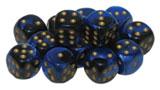 Chessex 26635 Gemini: 16mm d6 Block Black and Blue with Gold and Black