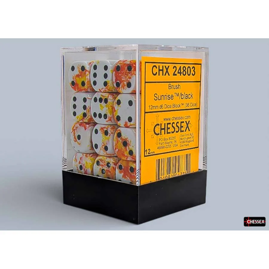 Chessex: Brush 12mm D6 Dice Block (36 Dice) - Various Sets