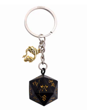 HYMGHO -D20 Keychain Barbarian - Black with Gold