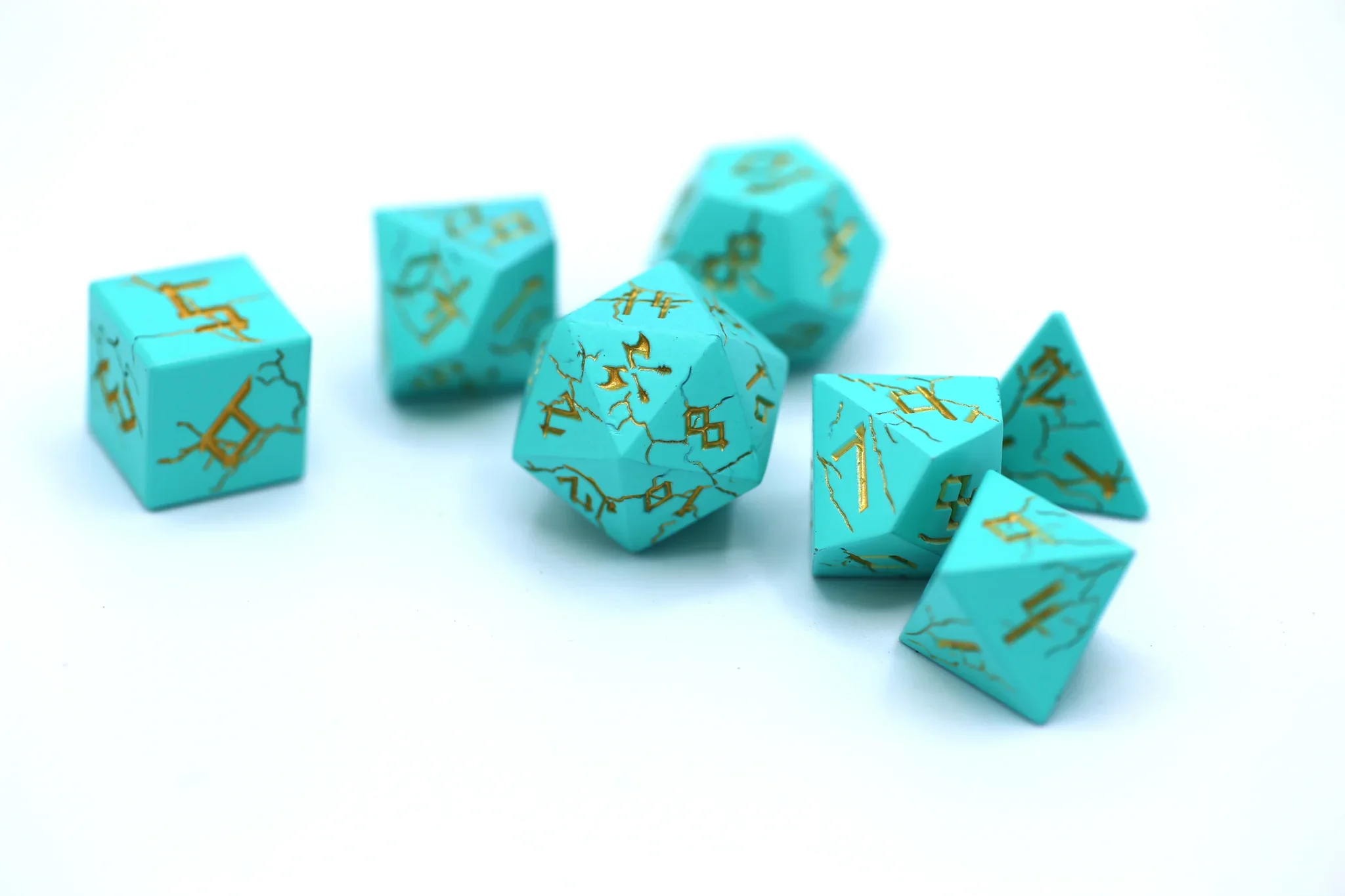 HYMGHO - Turquoise with Gold Barbarian Dice Set
