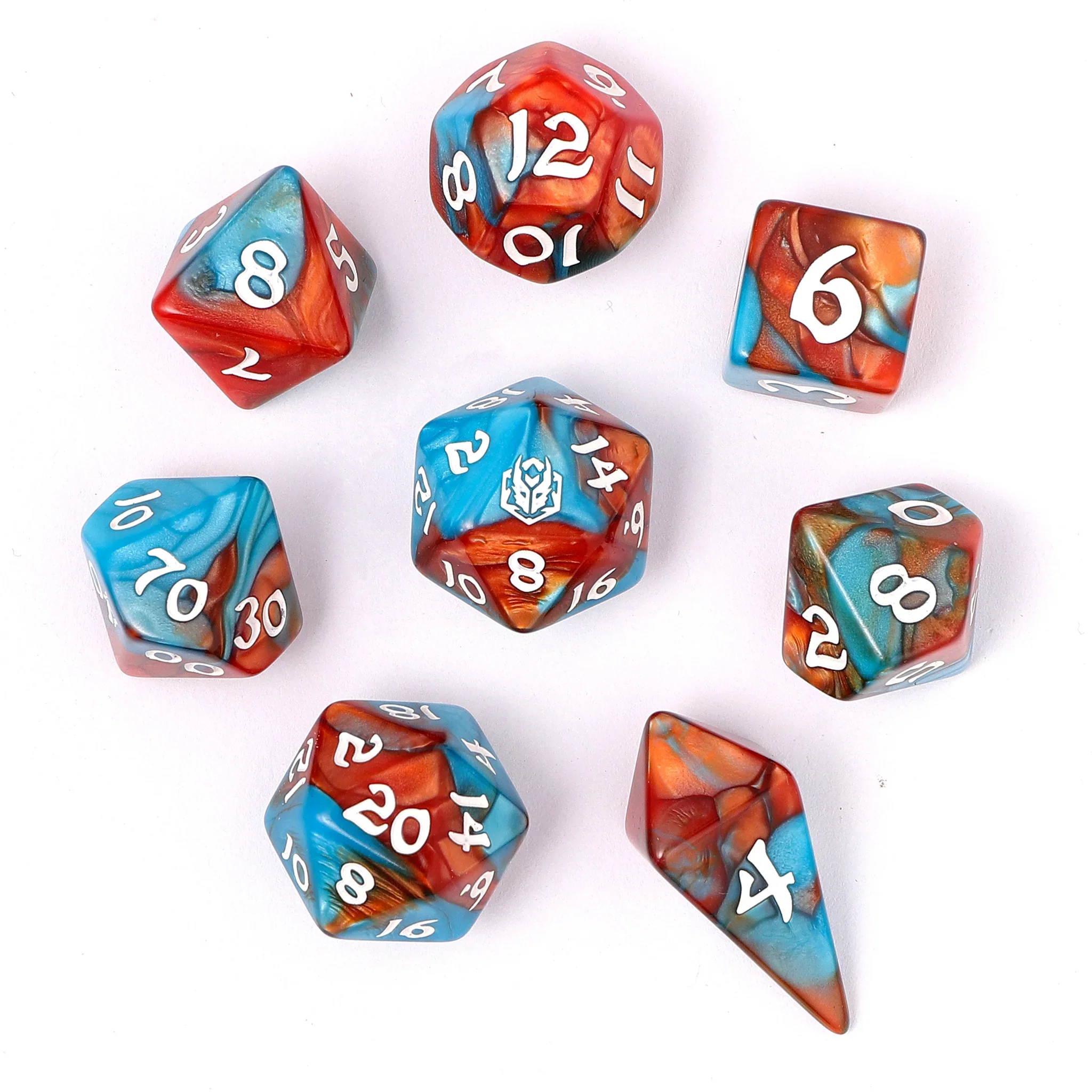 HYMGHO - Wyrmforged Rollers - Rounded Edge 8 Piece Polyhedral Dice sets