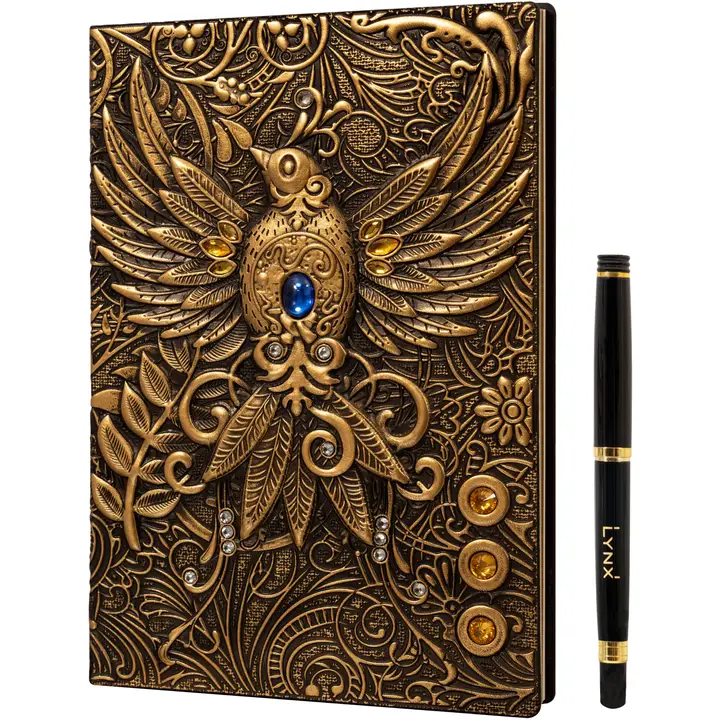 QMDirect 3D Faux-Leather Notebook / Journal - Gold Phoenix